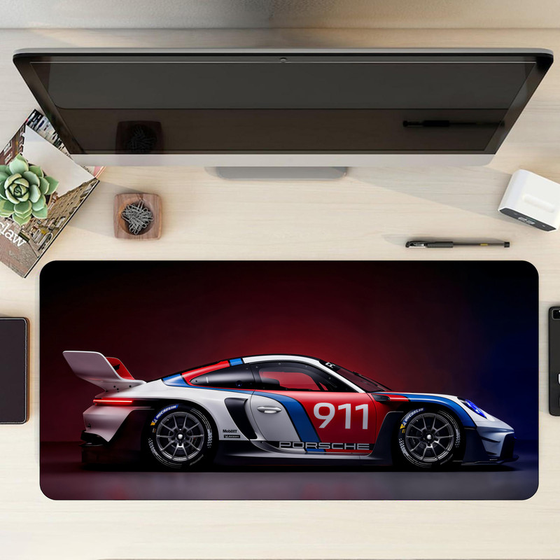 Matnex Porshe 911 GT Racing Blue - 11x23 inch mousepad, Deskpad Non Slip Base Mousepad(Multicolor)