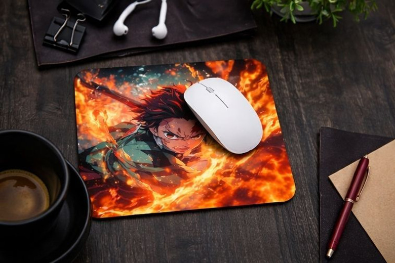 SUMAN gdhome tanjiro printed mouse pad with non stick base Non Slip Base Mousepad(Red)