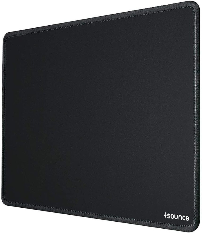 sounce Antifray Stitched Embroidery Edges,water resistant,Non-Slip Rubber Base | MPBK Non Slip Base Mousepad(Black)