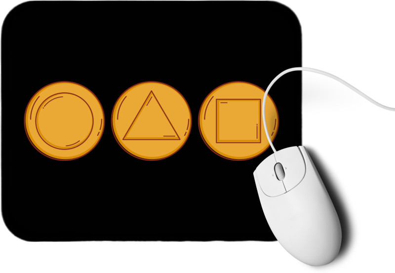 BA SHARF Premium Quality, Durable, SQUID GAME Mouse Pad, Dalgona Circle, Triangle, Square Non Slip Base Mousepad(Multicolor)