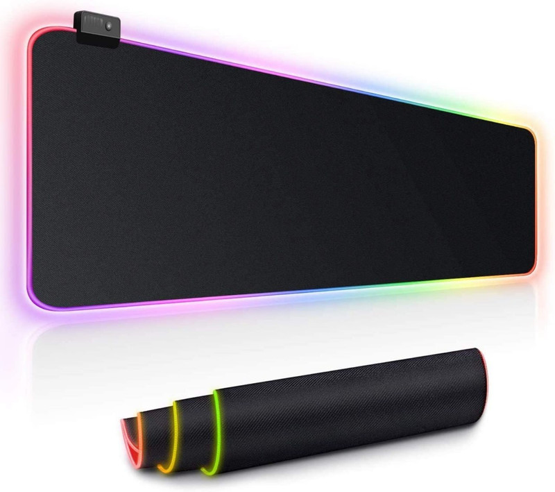 homken RGB Gaming Mouse Pad 80×30 cm | LED Light Desk Mat with Non-Slip Base (Black) Non Slip Base Mousepad(Black)