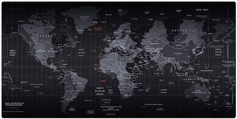 Nextplify World Map Extended Gaming Mouse Pad with Anti-Slip Rubber Base (Black) Non Slip Base Mousepad(Black)