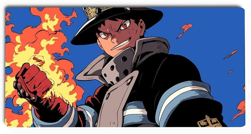 Gifting Domus Large Mouse Pad - Fire Force Shinra Kusakabe, Anti-Skid Rubber Base, 3mm Thick Non Slip Base Mousepad(Shinra Kusakabe)