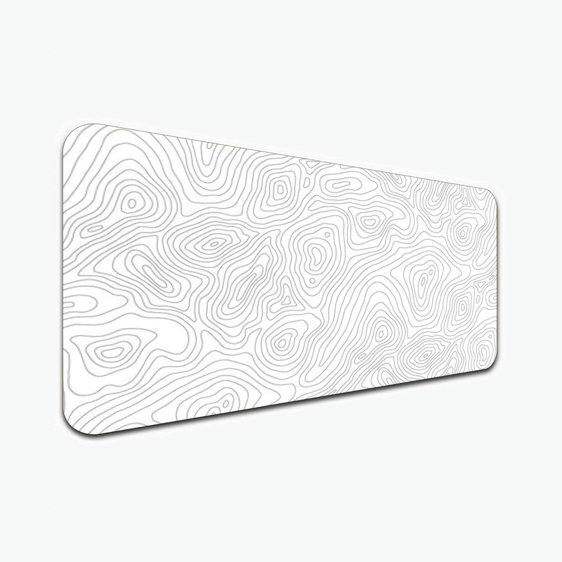 outfitque Topography Gaming Mouse Pad – Water & Dust Resistant Desk Mat Non Slip Base Mousepad(White)