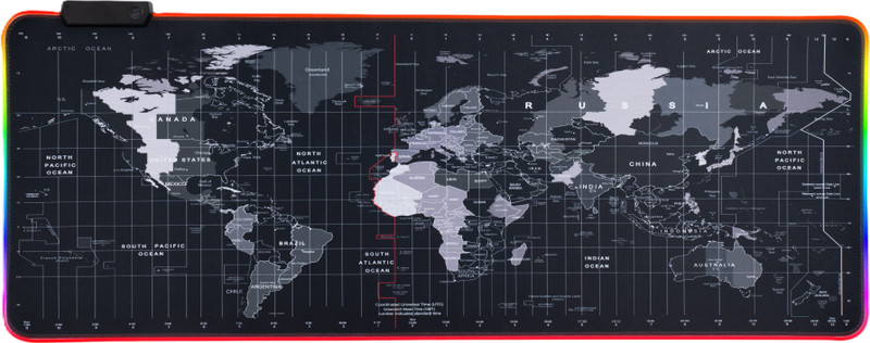 Inovera RGB Light World Map Anti-Slip Extended Desk Mat Gaming Rubber Stitched Non Slip Base Mousepad(Black)