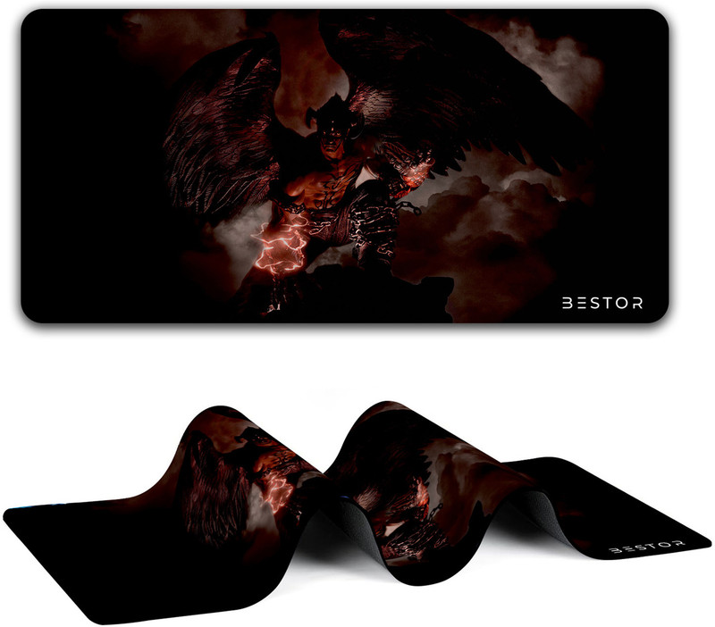 Bestor Dark Demon Extended Gaming Mouse Pad Large Size Ideal for Gamers (60 x 34 cm) Non Slip Base Mousepad(Maroon)