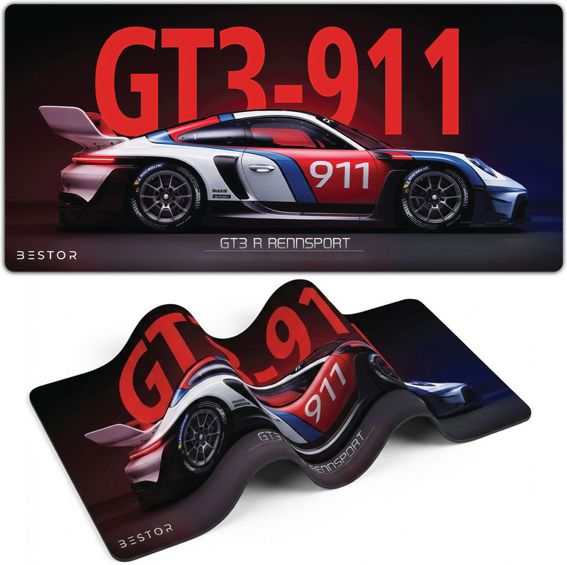 Bestor Car Racing printed gaming Mouse pad Non Slip Base Mousepad(Red)
