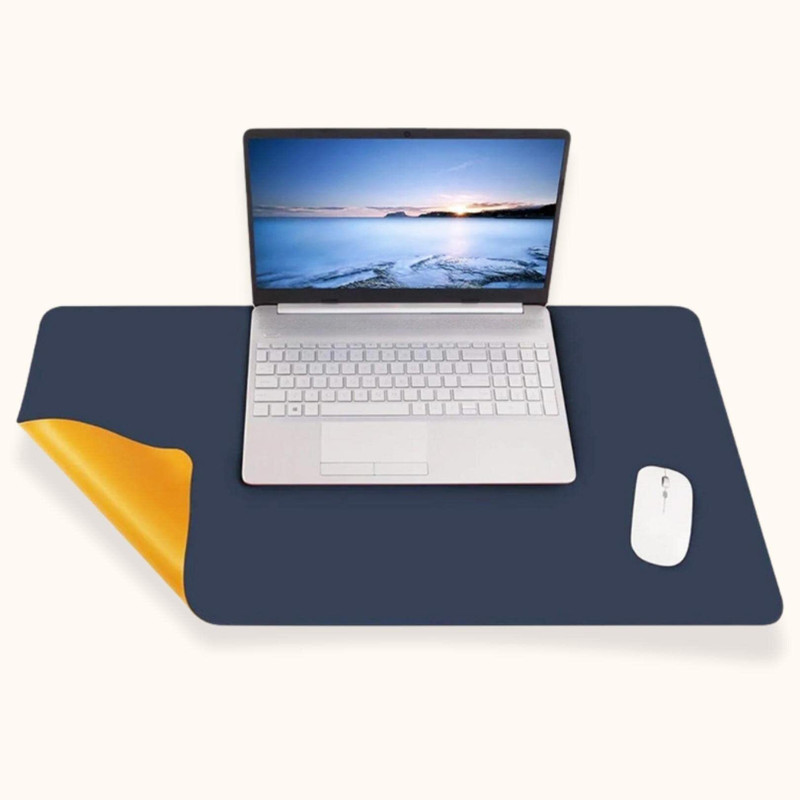 SYGA Waterproof PU Desk Pad Protector – Durable Desk Mat for Office and Home Use. Non Slip Base Dual Sided Mousepad(Blue & Yellow)