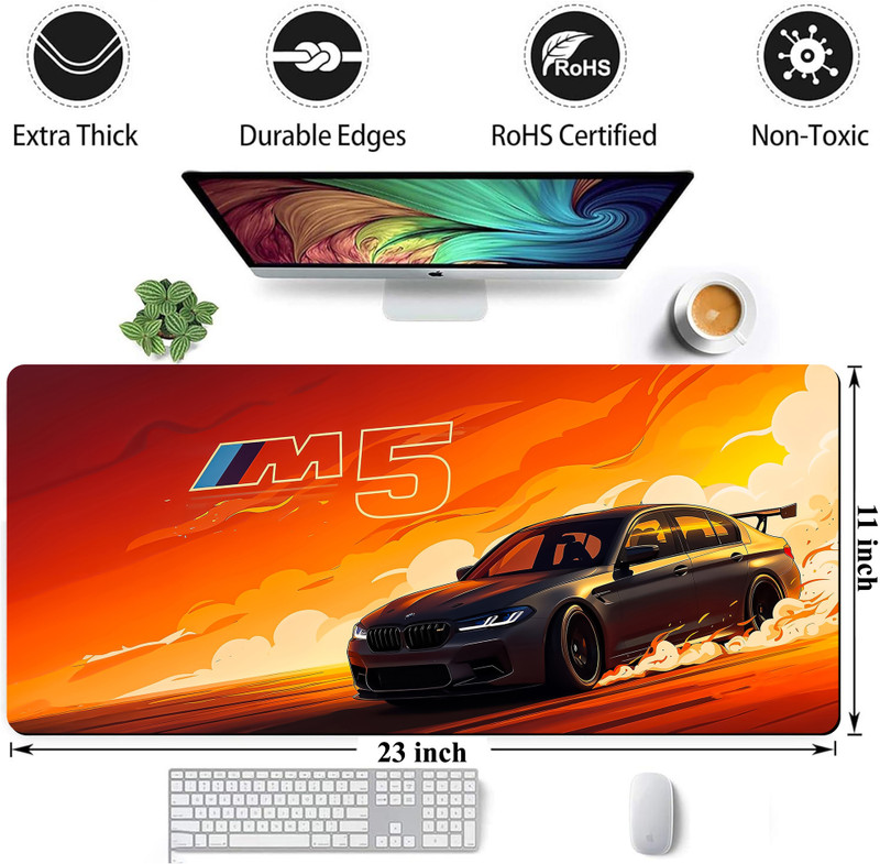 Matnex Executive High-Speed Sedan Sunset Orange Edition Mat Non Slip Base Mousepad(Bmw M5)