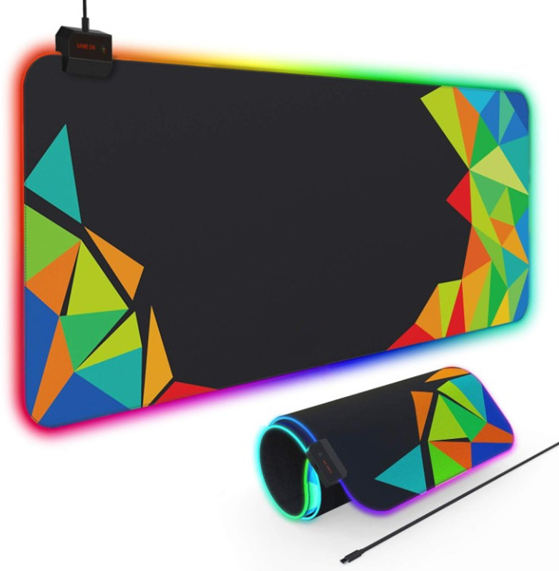 Aliens RGB Extended Gaming Mouse Pad, LED Backlight, 13 Lighting Modes, 795mm Non Slip Base Mousepad(Abstract)