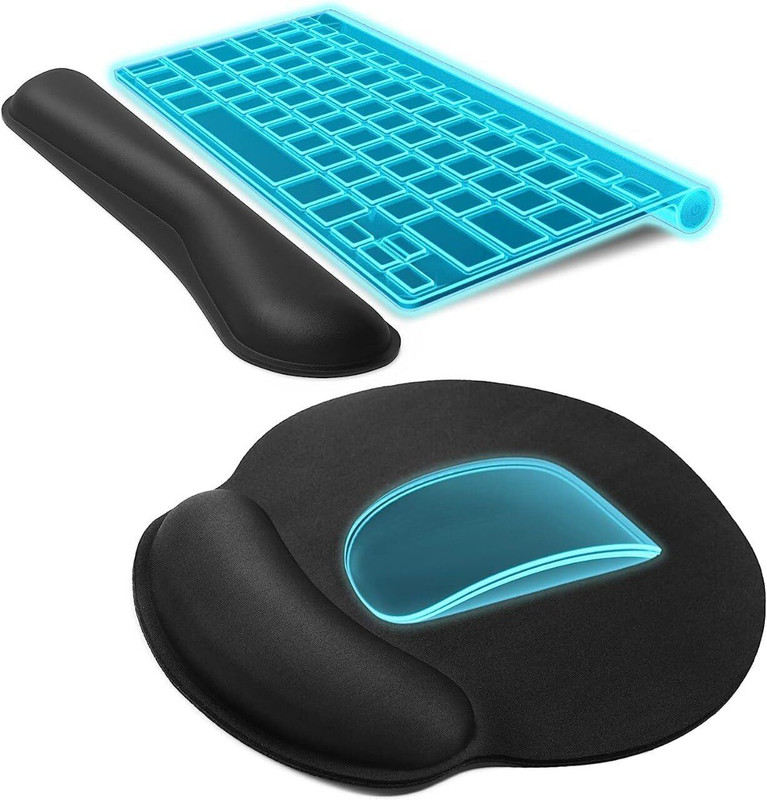 HENVE Wrist Rest pad for Keyboard and Mouse for Typing Computer and Gaming Durable Non Slip Base Mousepad(Black)