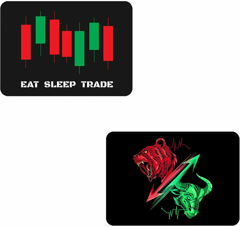 Artefact Premium COMBO PACK OF 2 Premium Mouse Pad EAT,SLEEP,TRADE + Bear or Bull Non Slip Base Mousepad(Multi 4)