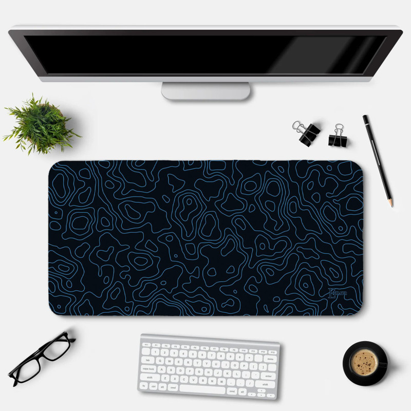 Eshaaver Topographic Pattern Desk Mouse Pad, Large Extended Size, White and Black Design. Non Slip Base Mousepad(Multicolor4)