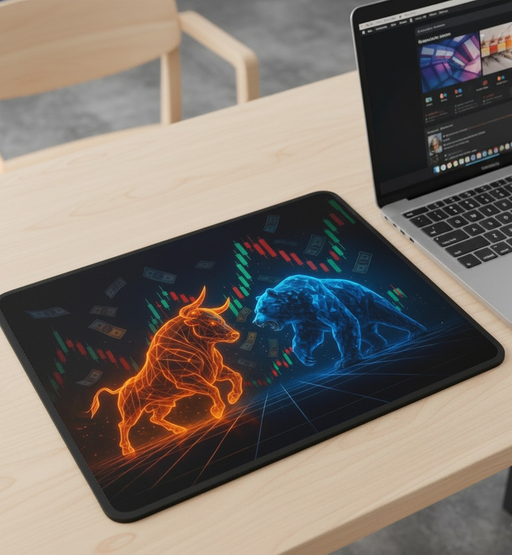 DOERSWEET TRADING BULL AND BEAR MOUSEPAD Non Slip Base Mousepad(Multicolor)