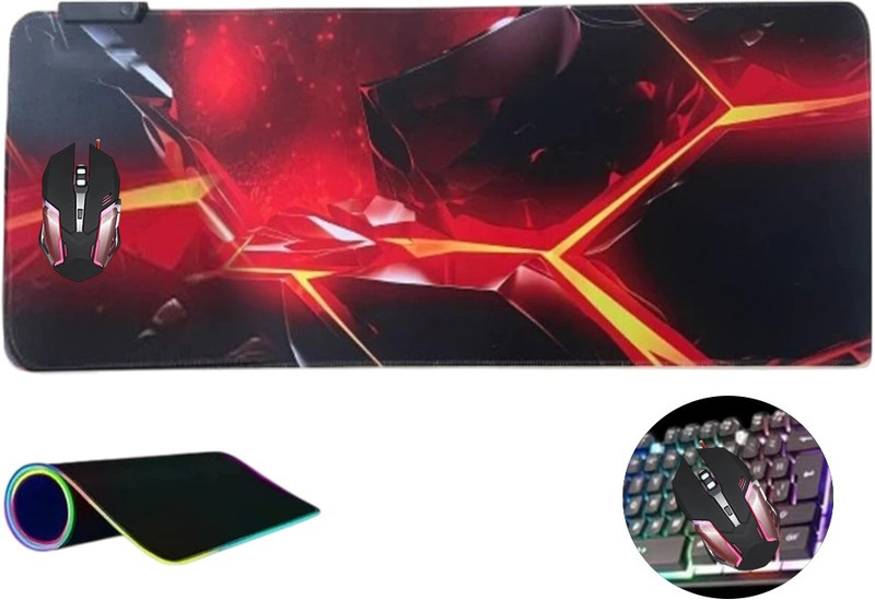 ENTWINO RGB Gaming keyboard&Mouse Pad,D7 LED Backlight 6Button USB Gaming Mouse Non Slip Base Mousepad(Multicolor)