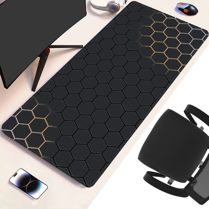 Octec HoneyComb Mouse Pad Design |Washable|Breathable|Thick|Non-Slip (80x30x0.4 cm) Non Slip Base Mousepad(Black)