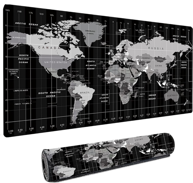 Dyazo Plus Large World Map Extended Desk Mat Water Resistant Mat for Computer & Laptop Non Slip Base Mousepad(Black)