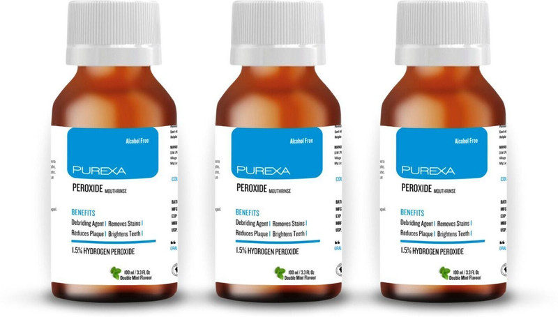 PUREXA Peroxide Mouthwash Pack of 3 - Double Mint - Double Mint(300 ml)