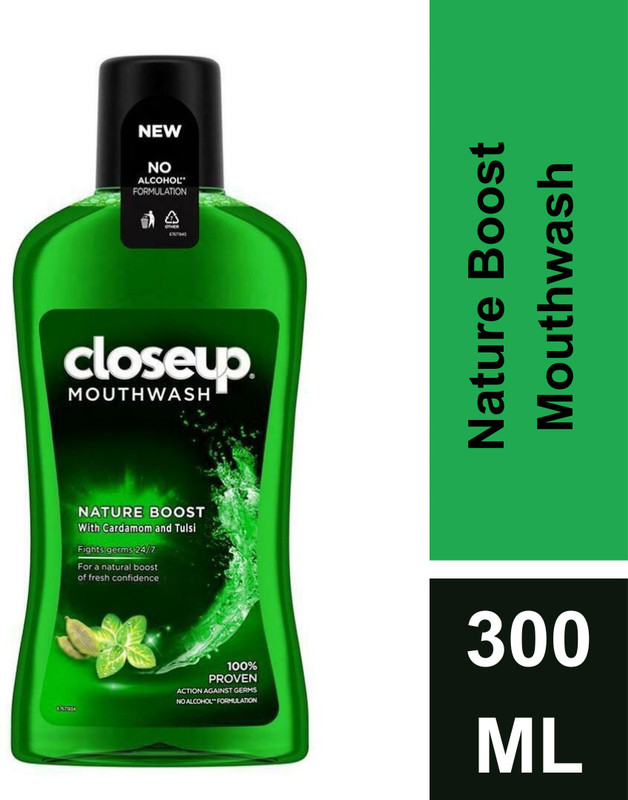 Closeup Nature Boost Fight Germs 24/7 Mouthwash - Nature Boost, cardamom, pure tulsi(300 ml)