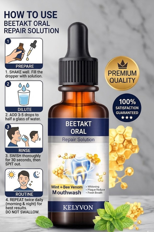 Kelyvon Beetakt Premium Oral Mouthwash for Breath Care and Teeth Support - MINT(30 ml)