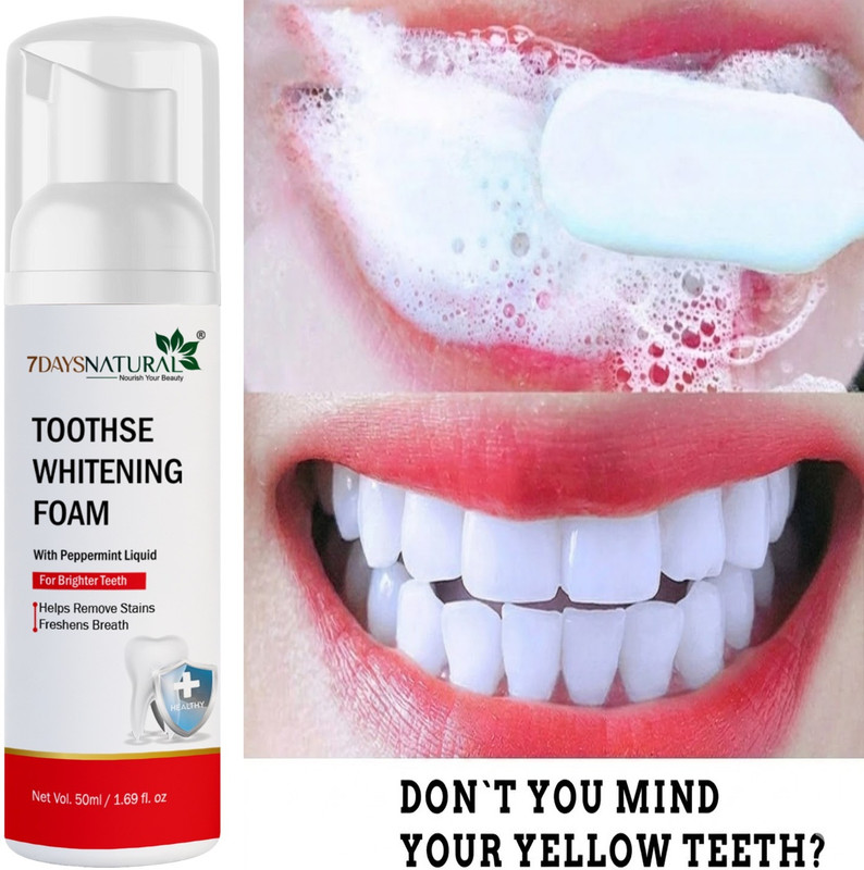 7 Days Natural Teeth Whitening Foam for men & women (no side effect) Pack of ; 1 - orange(50 ml)