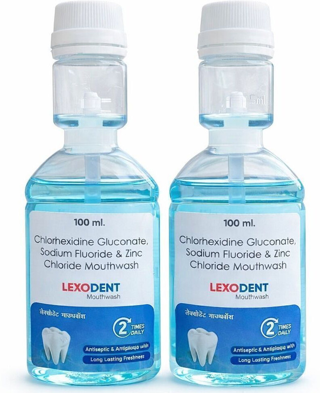 Lexodent Mouthwash Mouthwash Pack of 2 (100 ml Each) | Alcohol Free, Fresh Breath - Mint (200 ml) - Mint(200 ml)