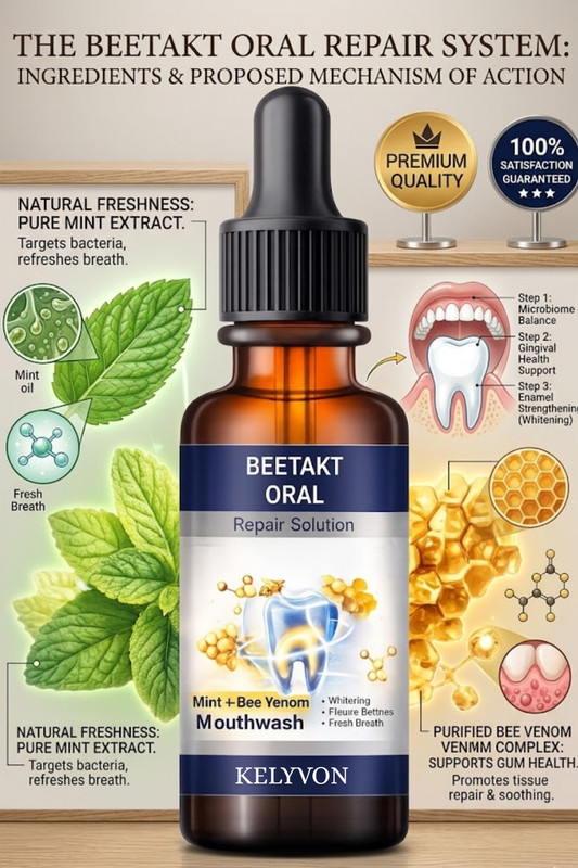 Kelyvon Beetakt Oral Repair Mouthwash for Whitening, Freshness and Care - MINT(30 ml)