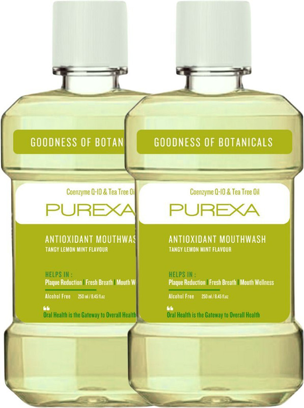 PUREXA Antioxidant Mouthwash 250ml Pack of 2 - Lemon Mint Flavour(500 ml)