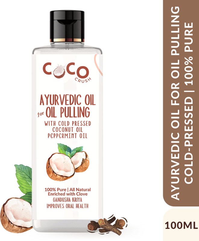 COCO CRUSH Ayurvedic Coconut Oil for Oil Pulling, Cold-pressed & Virgin | Healthy Teeth - Coconut Oil, Peppermint Oil, Clove Oil(100 ml)