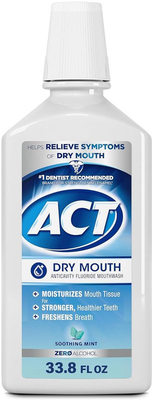 ACT Dry Mouth Anticavity Zero Alcohol Fluoride Mouthwash - Soothing Mint(999 ml)