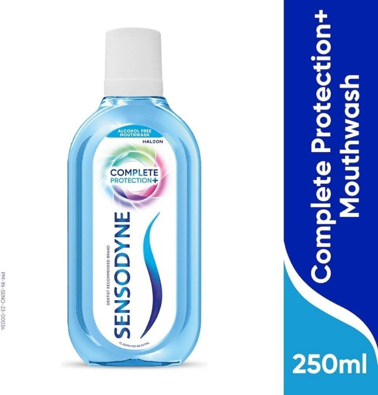 SENSODYNE Non-Alcoholic Mouthwash | Sensitive Teeth Protection | Fluoride Enriched | 250ml - Rapid Relief COOL MINT(250 ml)