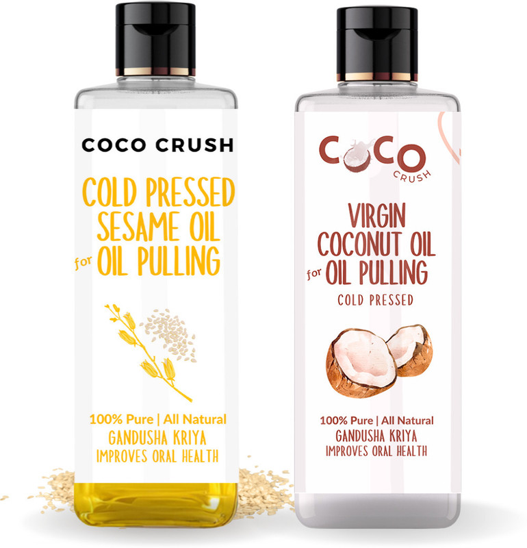 COCO CRUSH Combo of Ayurvedic Sesame & Coconut for Oil Pulling, Cold-Pressed & Extra Virgin - Sesame, Coconut (2*100ML)(200 ml)