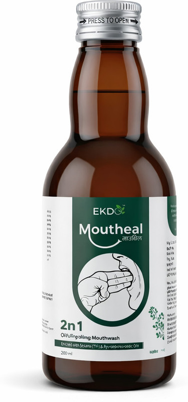 EKDO Moutheal 2X Formula | Ayurvedic Oil Pulling for Oral Hygiene & Mouth Comfort - Refreshing Mint(200 ml)