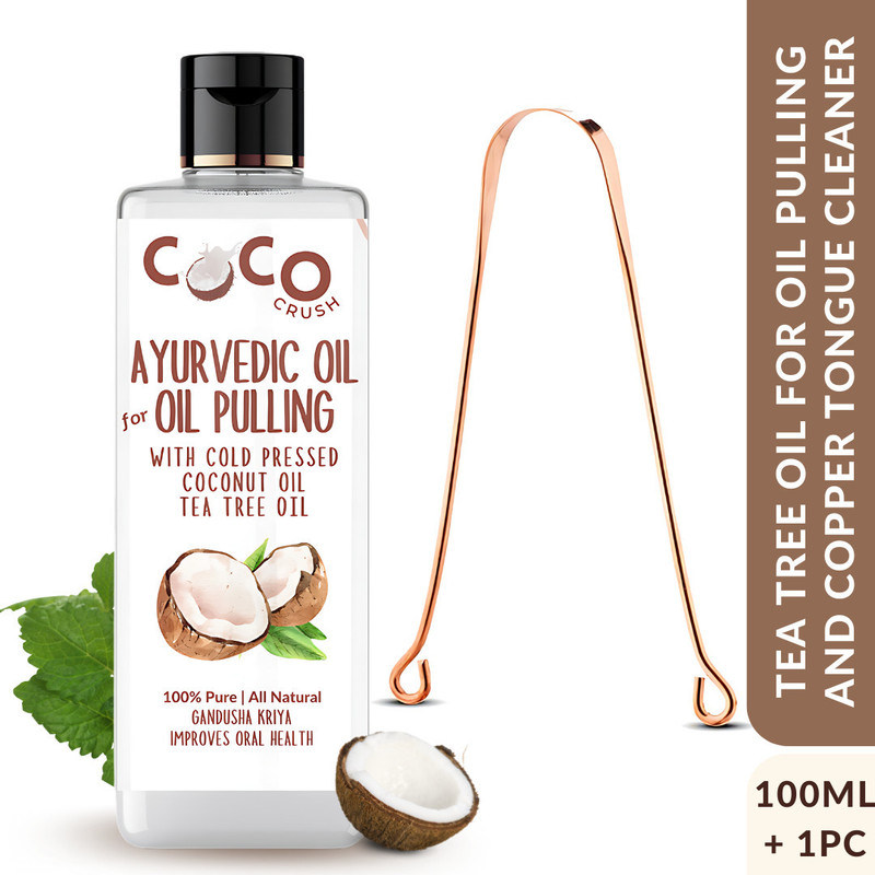 COCO CRUSH Ayurvedic Coconut Oil for Oil Pulling & Copper Tongue Cleaner | Cold-pressed - Coconut Oil, Lemon Oil(100 ml)