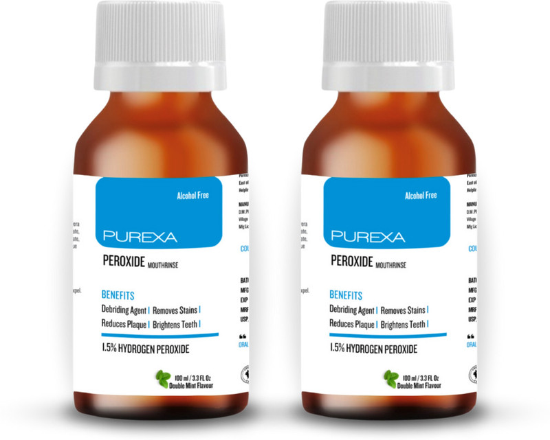 PUREXA Peroxide Mouthwash - Mint pack of 2 (100ml each)(200 ml)