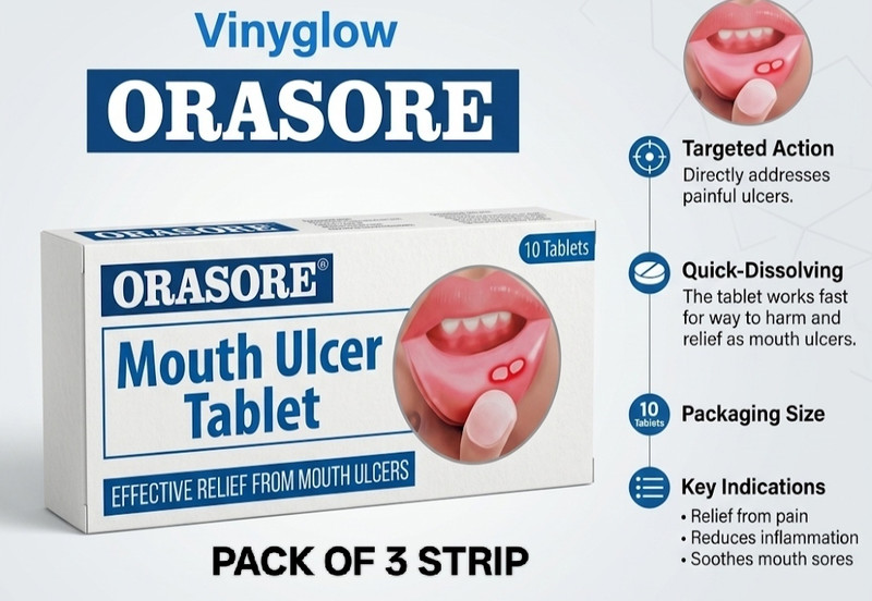 VINYGLOW orasour mouth ulser tab pack of 3 - Mint(30 g)