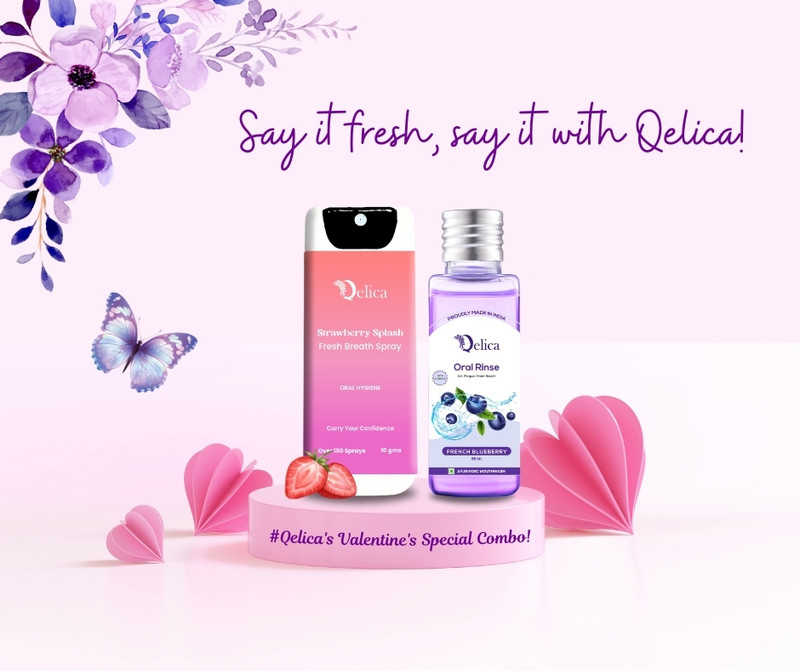 Qelica Green Strawberry Splash Mouthspray 10g & French Blueberry Mouthwash 50ml - Strawberry Splash & Blueberry(60 g)