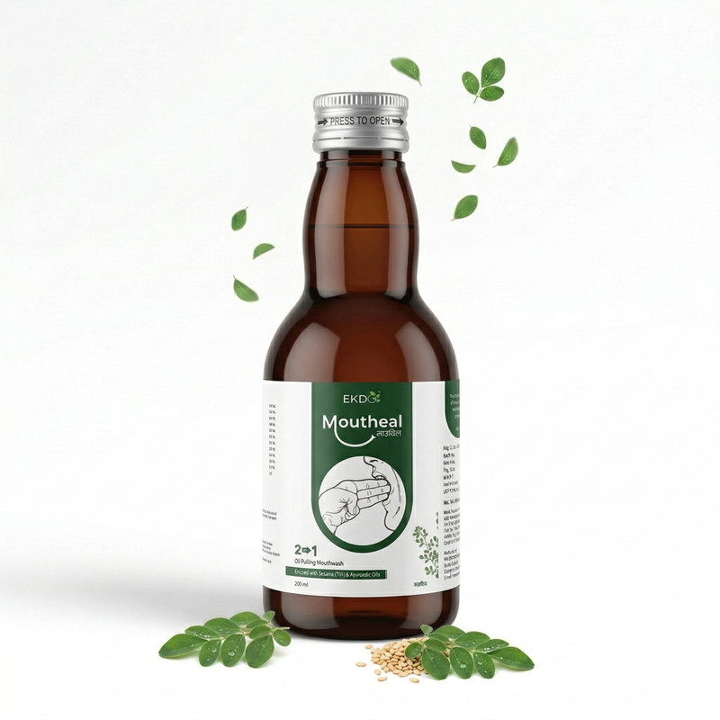 EKDO 2 in 1 Oilpuling Mouthwash | 200 ml | Natural Ingredient | Tobacco & Gutka Users - Unflavored(200 ml)