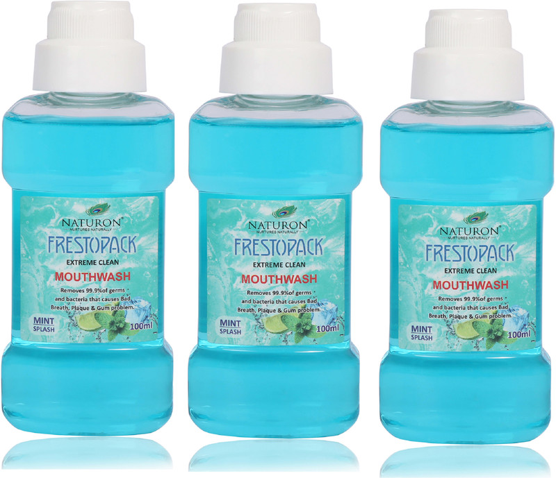 Naturon Antiseptic Alochol Free Mouthwash Mint Flavour 100ml x 1 - Mint, Spear Mint, Cool Mint, Fresh Tea(100 ml)