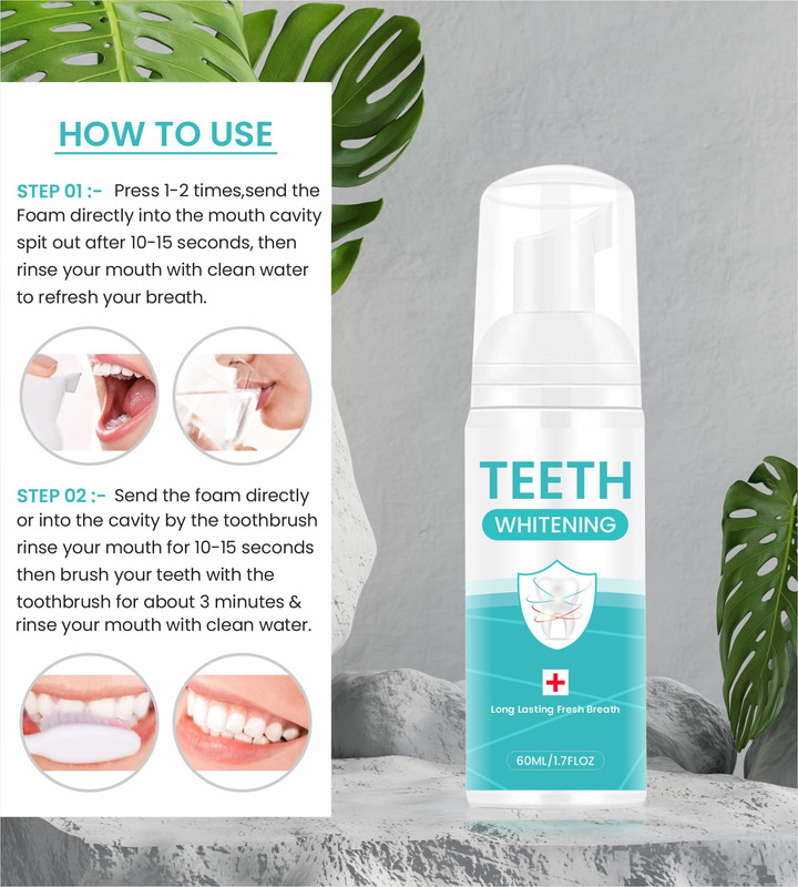 Alphacia Teeth Whitening Foaming Toothpaste Mousse Mouth Wash - mint - Mint(120 ml)
