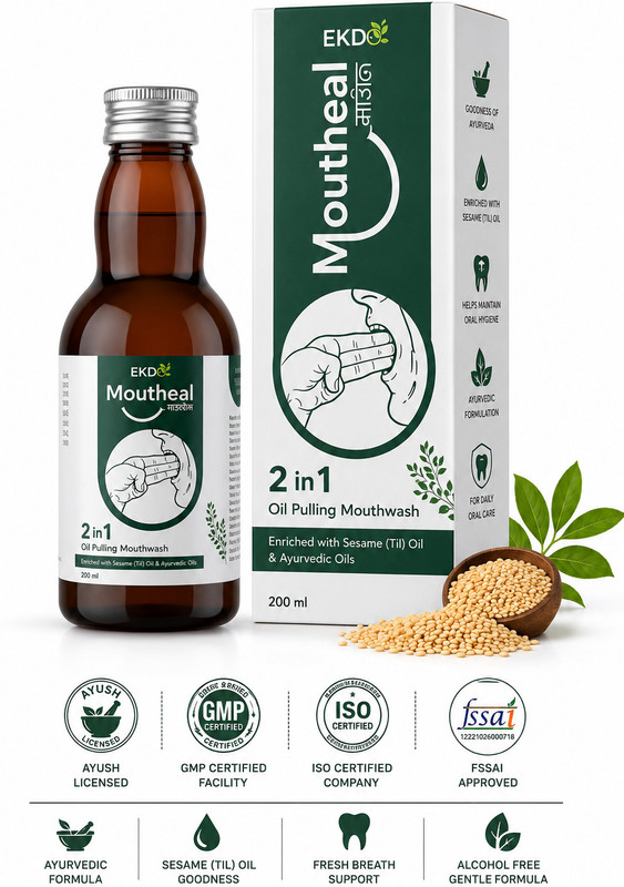 EKDO Organic 2 in 1 Mouth Care | Fresh Breath & Healthy Gums | Alcohol-Free - Unflavored(200 ml)
