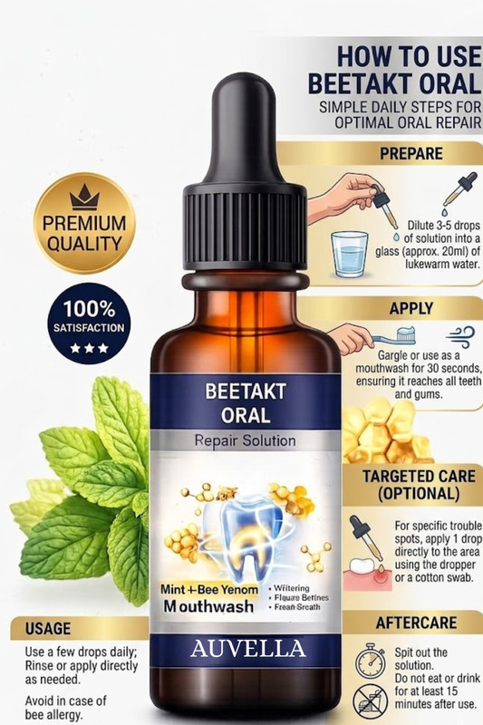 Auvella Beetakt Dental Repair Solution | Mint Oral Drops for Fresh Breath & Strong Gums - MINT(30 ml)