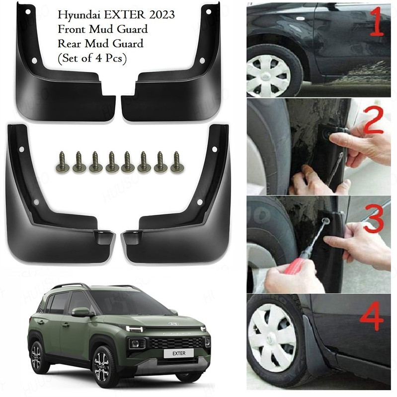 Grownshine Front Mud Guard, Rear Mud Guard For HYUNDAI NA NA(Black)
