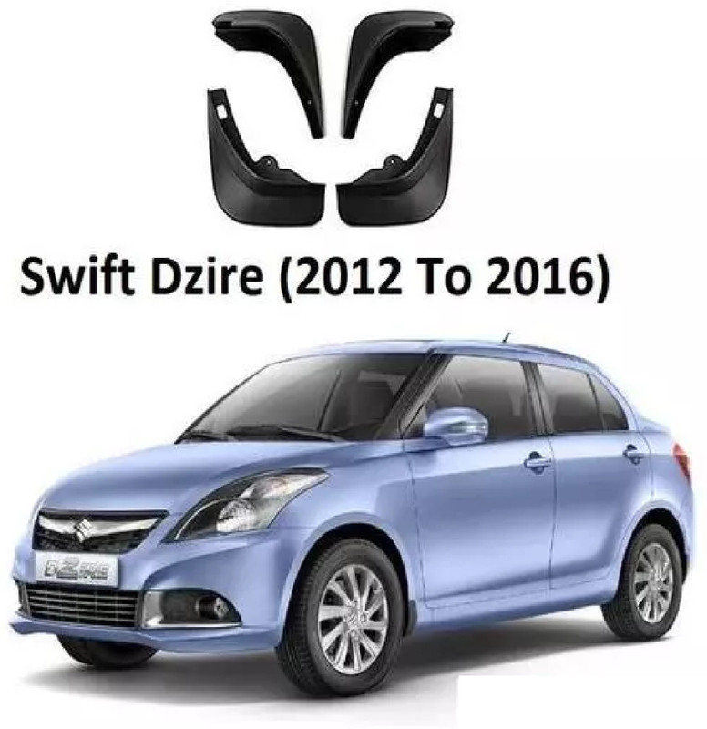 Smstrader Front Mud Guard, Rear Mud Guard For Maruti Swift Dzire ZXI 1.2 Petrol 2012, 2013, 2014, 2015, 2016(Black)
