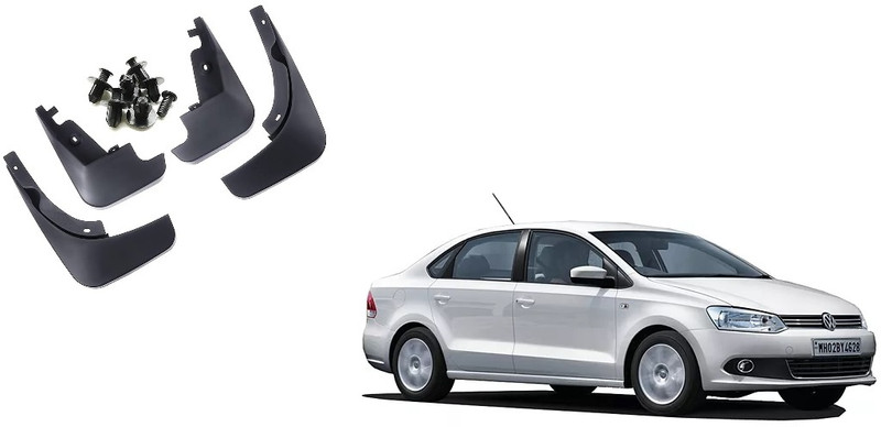 Uneestore Front Mud Guard, Rear Mud Guard For Volkswagen Vento 2012, 2013, 2014(Black)