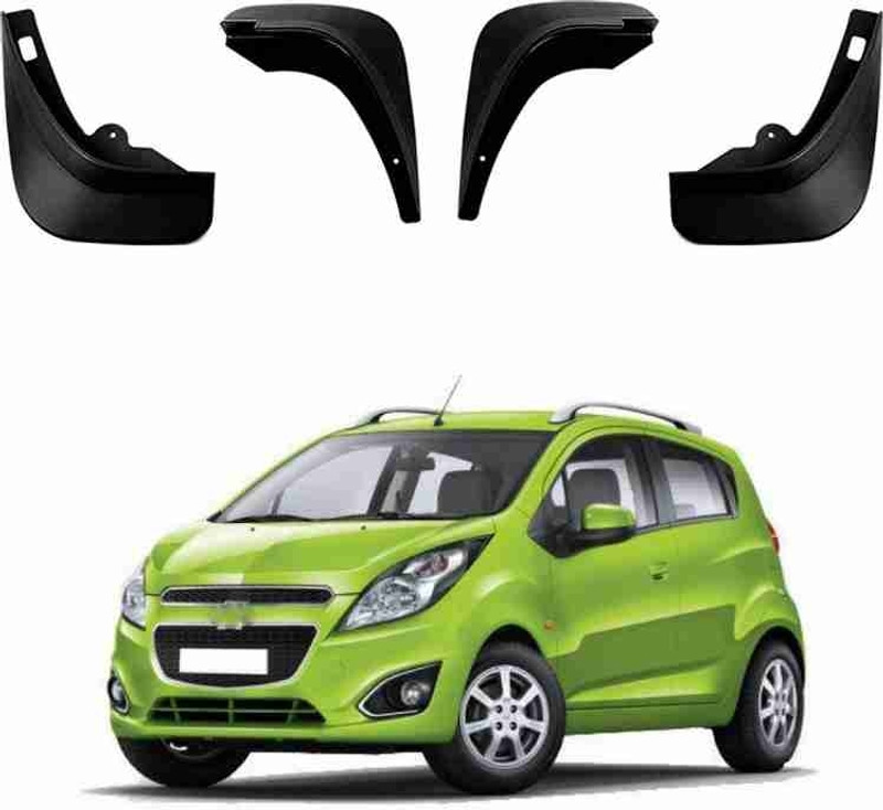 Starleo Front Mud Guard, Rear Mud Guard For Chevrolet Beat NA(Black)