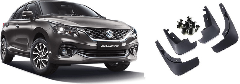 Uneestore Rear Mud Guard, Front Mud Guard For Maruti Baleno 2022(Black)
