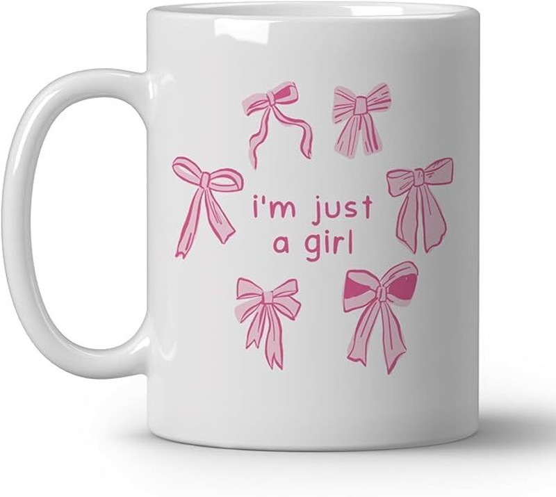PrintingWorld I'm Just a Girl with Cute Pink Bow Design Gift for Women, Girls, Friends Ceramic Coffee Mug(300 ml)