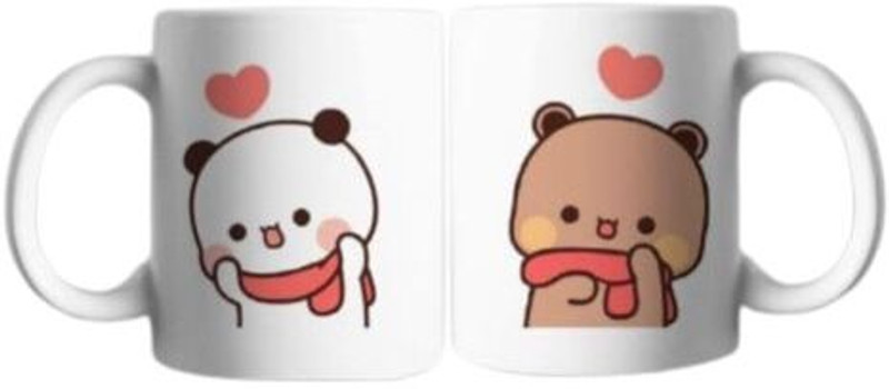 Nova Creations Brownie Bear Love Set Ceramic Coffee Mug(325 ml, Pack of 2)