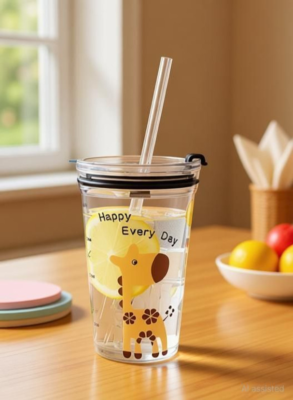 S1Store Random Design Cartoon Pattern Tumbler Glass Tumbler(450 ml)
